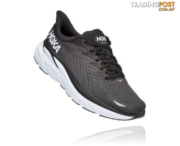 Hoka Womens Clifton 8 Running Shoe - Black/White - HOKA