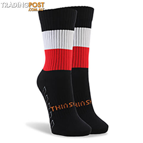 Thinskins Short Fine Knit Football Socks - Black/White Red Hoops - THINSKINS - 9318317200480