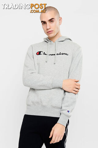 Champion Mens Script Hoodie - Grey - CHAMPION - 9351950113076
