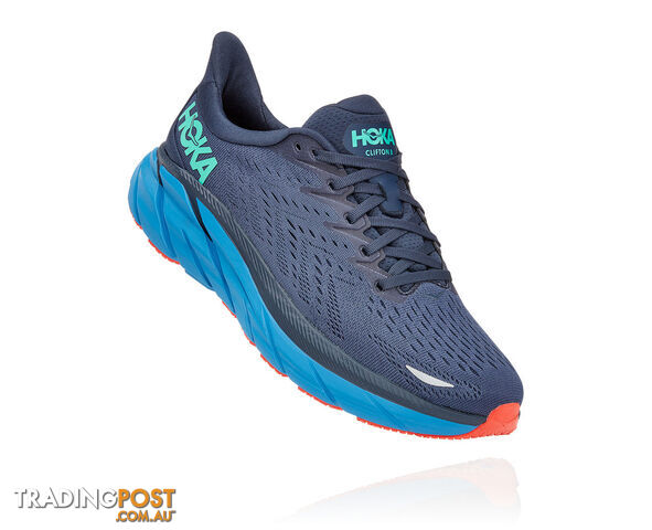 Hoka Mens Clifton 8 Running Shoe - Outer Space/Vallarta Blue - HOKA