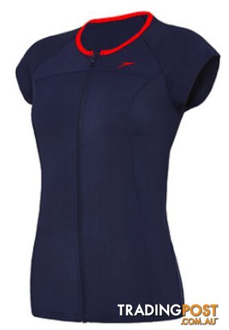 Speedo Womens Cap Sleeve Suntop - Navy/Fiesta - SPEEDO - 9348729834638