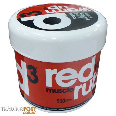 D3 Kinesiology 500gr Red Warm Up Rub - D3 - 9421902827624