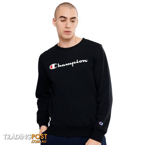Champion Mens Script Crew - Black - CHAMPION - 9351950112819
