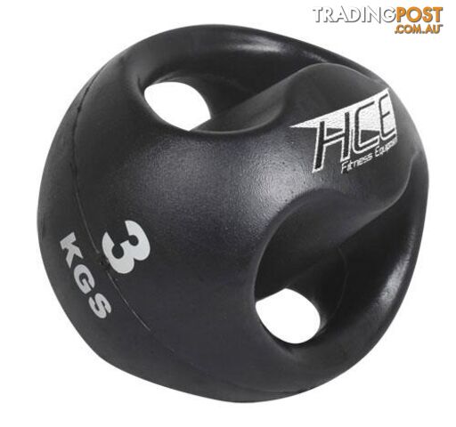 HCE Double Grip 3Kg Medicine Ball-Black - HCE - 2200001557765