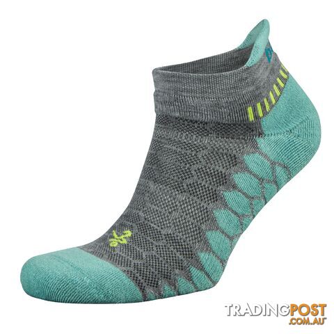 Balega Silver Ankle Sock - Mid Grey/Aqua - BALEGA - 874943001390