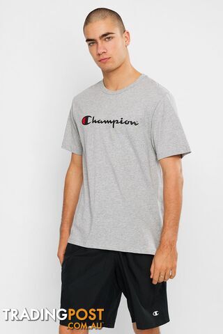 Champion Mens Script SS Tee - Grey - CHAMPION - 9352762694678