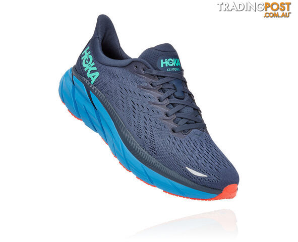 Hoka Mens Clifton 8 Running Shoe - Outer Space/Vallarta Blue - HOKA