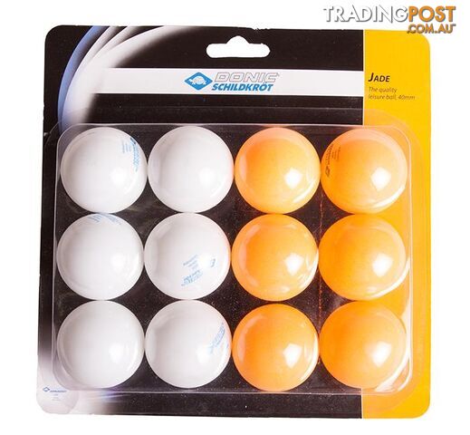 Donic 12 Pack Jade 40mm Table Tennis Balls - White/Orange - DONIC - 4000885081473