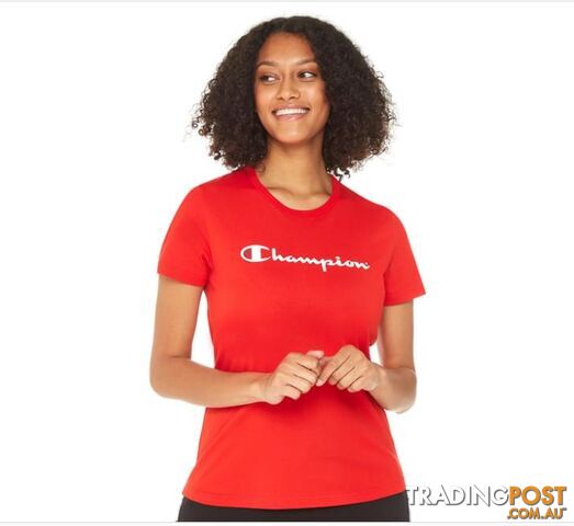 Champion Womens Script SS Tee - Red - CHAMPION