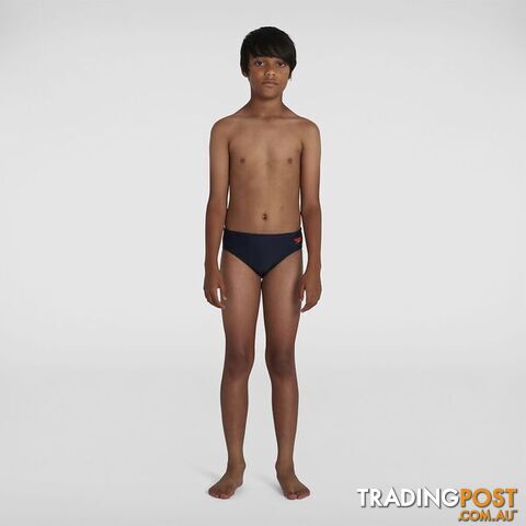 Speedo Boys Logo 6.5cm Brief - True Navy/Orange - SPEEDO