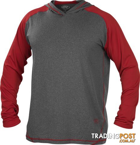 Rawlings Adult Hurler Lightweight Hoodie - Graphite/Scarlet - RAWLINGS