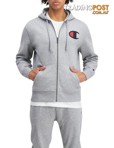 Champion Mens C Logo Zip Hoodie - Grey - CHAMPION