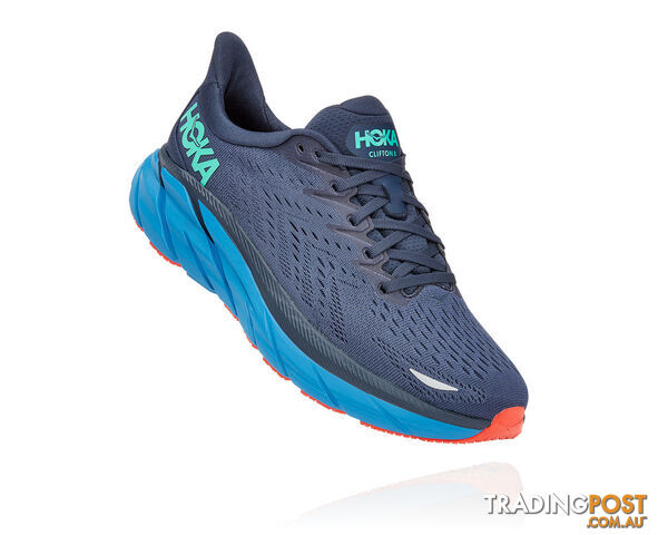 Hoka Mens Clifton 8 Running Shoe - Outer Space/Vallarta Blue - HOKA