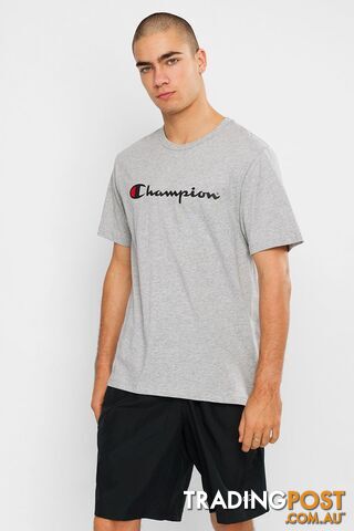 Champion Mens Script SS Tee - Grey - CHAMPION - 9352762694647