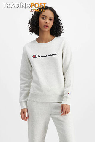 Champion Womens Script Crew - Light Snow Marle - CHAMPION