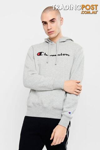Champion Mens Script Hoodie - Grey - CHAMPION - 9351950113069