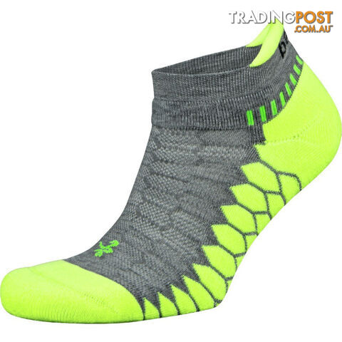 Balega Silver Ankle Sock - Mid Grey/Neon Lime - BALEGA - 874943001529