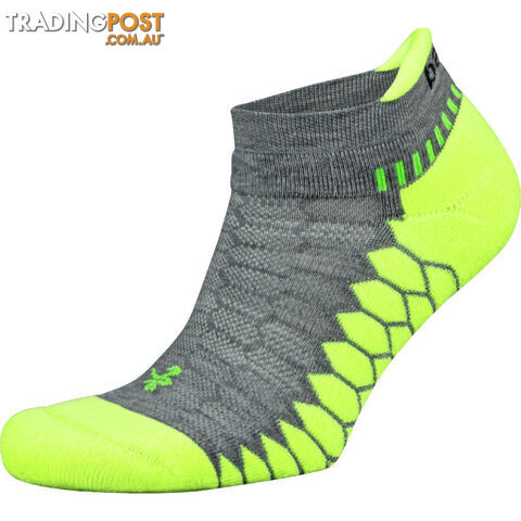 Balega Silver Ankle Sock - Mid Grey/Neon Lime - BALEGA - 874943001550