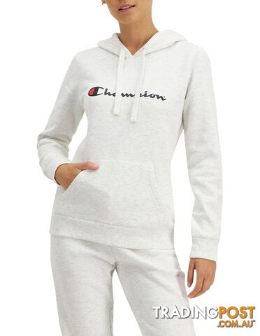 Champion Womens Script Hoodie - Light Snow Marle - CHAMPION