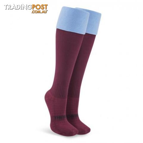 Thinskins Fine Knit Football Socks - Maroon/SKY Top - THINSKINS