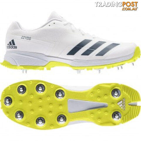 Adidas Adizero 22 Yards Senior Cricket Shoe - White lSize 13 - ADIDAS