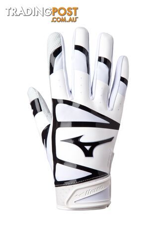 Mizuno F-257 Baseball/Softball Batting Gloves - White/Black - MIZUNO