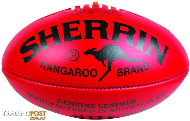 Sherrin KB Leather Size 4 AFL Ball - Red - SHERRIN - 9319966617933