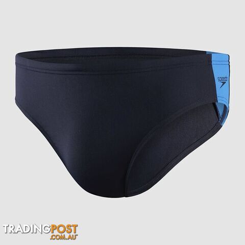 Speedo Mens Boom Logo Splice 7cm Brief - True Navy/Bondi Blue - SPEEDO