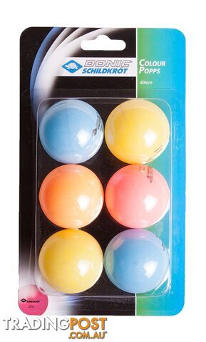 Donic Jade 6 Pack Table Tennis Balls - Colour Popps - DONIC - 4000885490152