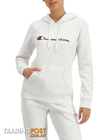 Champion Womens Script Hoodie - Light Snow Marle - CHAMPION