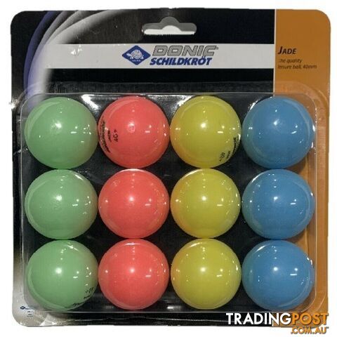 Donic 12 Pack Jade 40mm Table Tennis Balls - Colour Mix - DONIC - 4000885484533