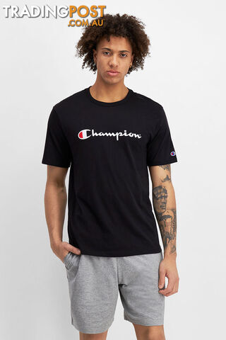 Champion Mens Script SS Tee - Black - CHAMPION