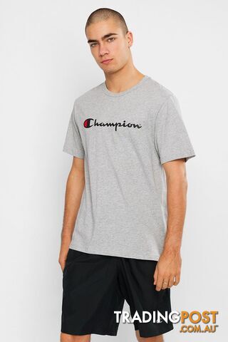 Champion Mens Script SS Tee - Grey - CHAMPION - 9352762694630