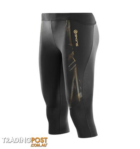 Skins A400 Series Womens Compression 3/4 Tights-Black/Gold - SKINS -...