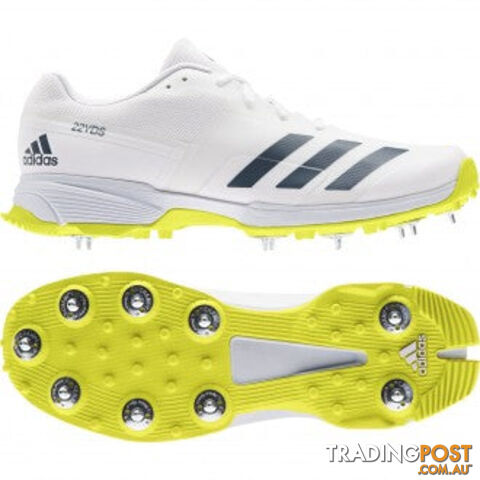 Adidas Adizero 22 Yards Senior Cricket Shoe - White lSize 12 - ADIDAS