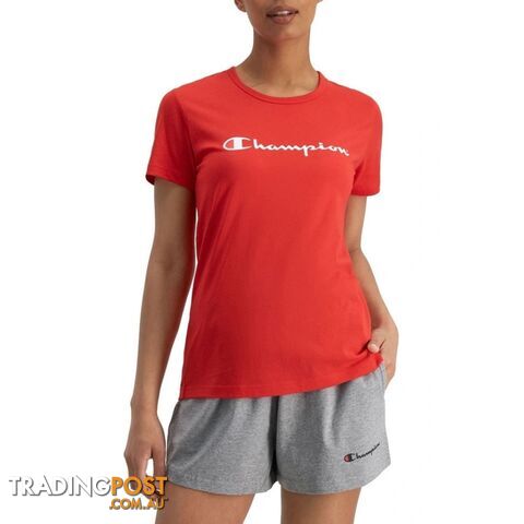 Champion Womens Script SS Tee - Red - CHAMPION