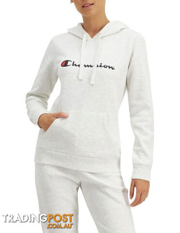 Champion Womens Script Hoodie - Light Snow Marle - CHAMPION