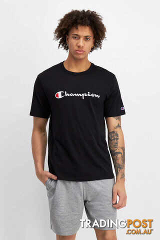 Champion Mens Script SS Tee - Black - CHAMPION