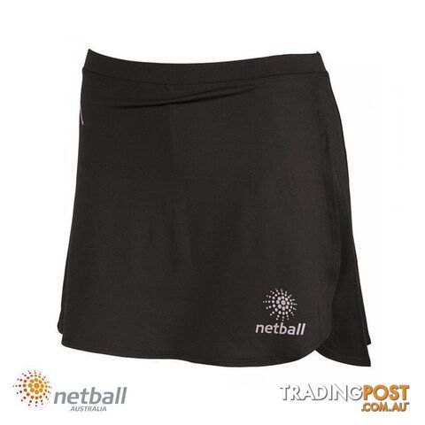 NetballAus Impulse Ladies Netball Skort - Black - NETBALLAUS