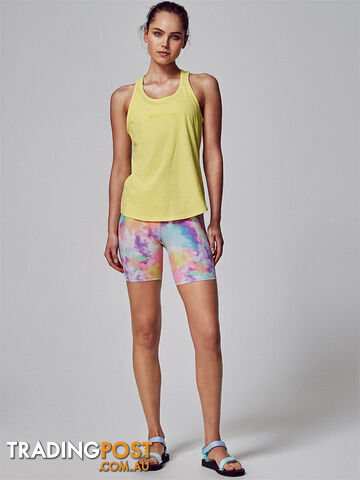 Running Bare Womens Follow The Bear Tank - Yellow - RUNNING BARE