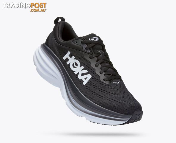 Hoka Bondi 8 Wide Womens Running Shoe - Black/White - HOKA