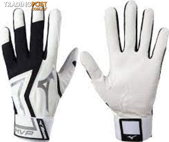 Mizuno MVP Youth Baseball Batting Gloves - Black - MIZUNO