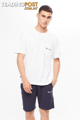 Champion Mens Jersey Script Tee - White - CHAMPION - 9312997121318