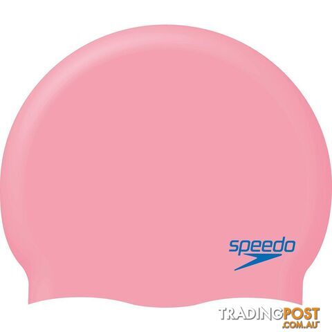 Speedo Plain Moulded Silicone Junior Swim Cap - Neon Fire/Bondi Blue - SPEEDO - 5053744633022