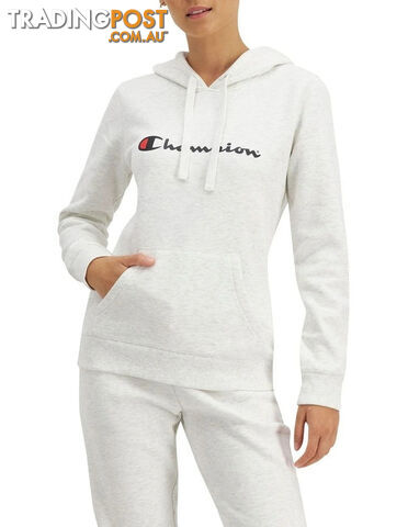 Champion Womens Script Hoodie - Light Snow Marle - CHAMPION
