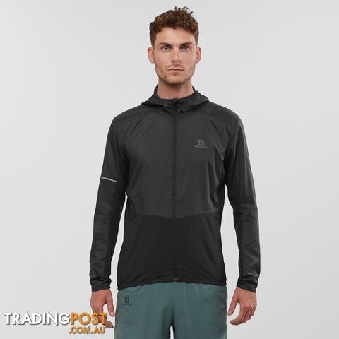 Salomon Mens Agile FZ Hoodie - Black - SALOMON - 193128174743