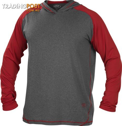 Rawlings Adult Hurler Lightweight Hoodie - Graphite/Scarlet - RAWLINGS