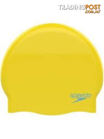 Speedo Plain Moulded Silicone Junior Swim Cap - Yellow/Chill Blue - SPEEDO - 5053744486420