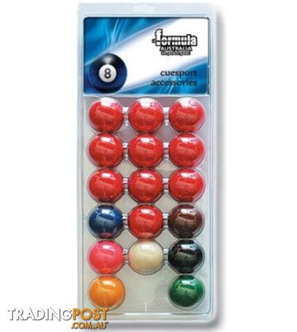 Formula Sports Standard Snooker Balls 1 7/8inch Blister - FORMULA SPORTS -...
