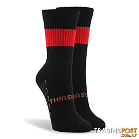 Thinskins Short Fine Knit Football Socks - Black/Red Hoops - THINSKINS - 9318317200626